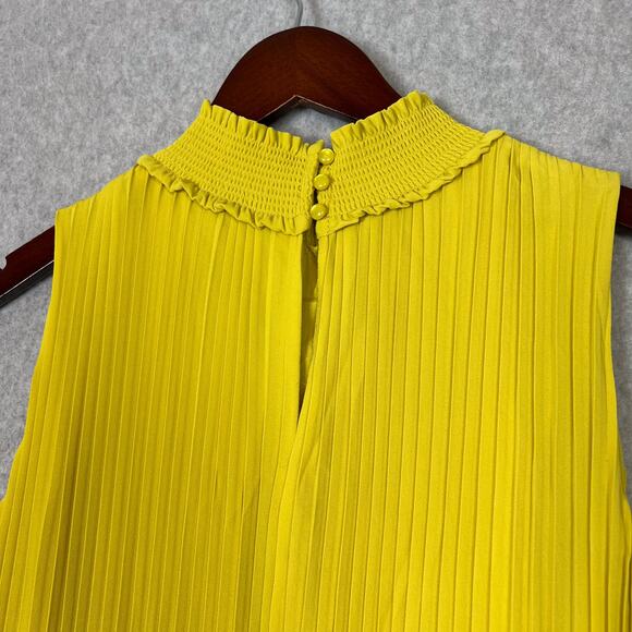 Nanette Lepore Mock Neck Sleeveless Pleated Dress in Lime Matcha Size 10 - Picture 5 of 9